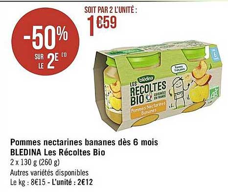 Pommes Nectarines Bananes Dès 6 Mois Blédina Les Récoltes Bio