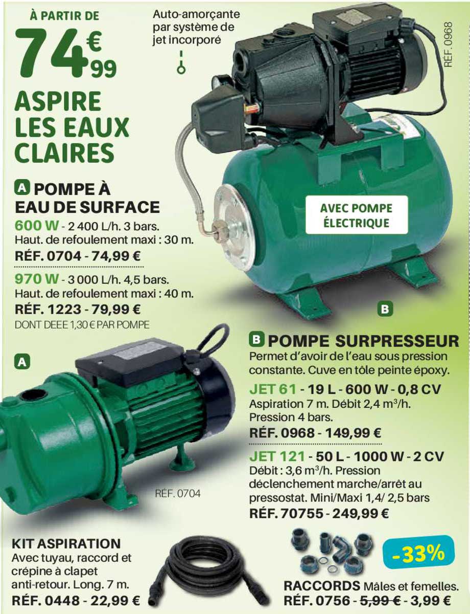 pompe à eau de surface pompe surpresseur kit aspiration