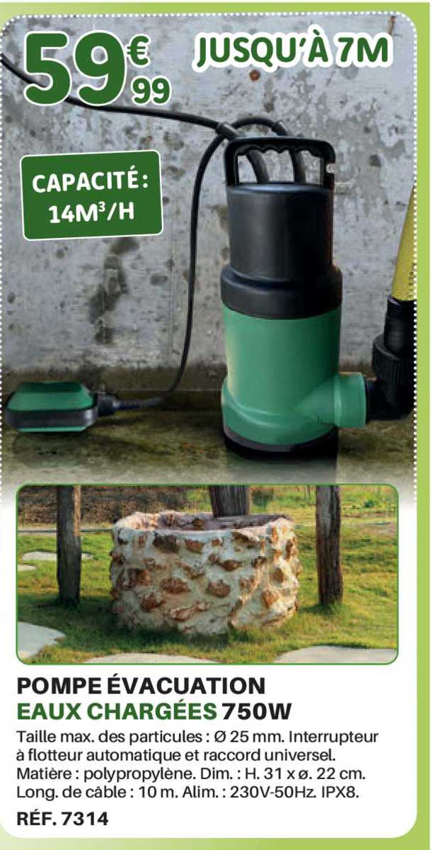 pompe évacuation eaux chargées 750w