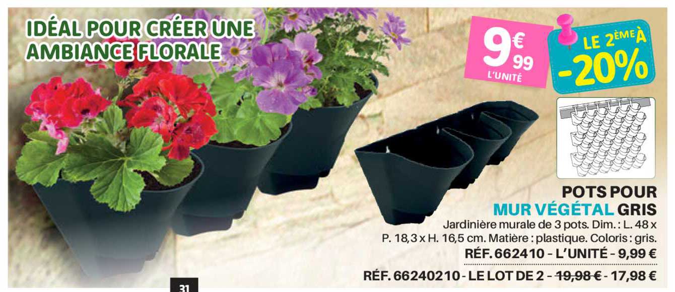 Pots Pour Mur Végétal Gris