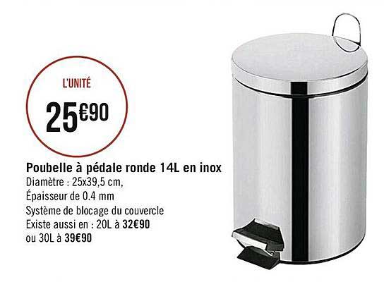 Poubelle à Pédale Ronde 14l En Inox