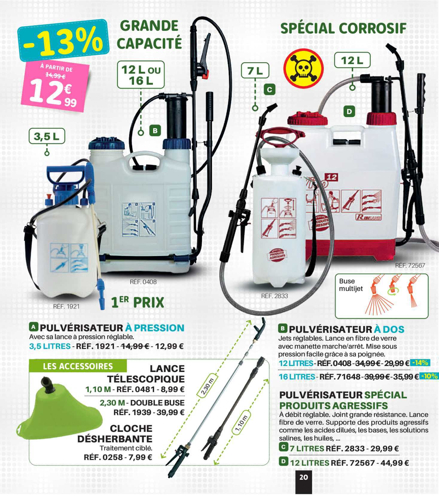 pulvérisateur à pression pulvérisateurs à dos pulvérisateur spécial produits agressifs lance télescopique cloche désherbante