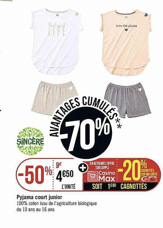 pyjama court junior sincère