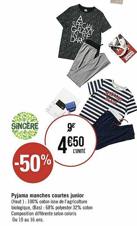pyjama manches courtes junior sincère