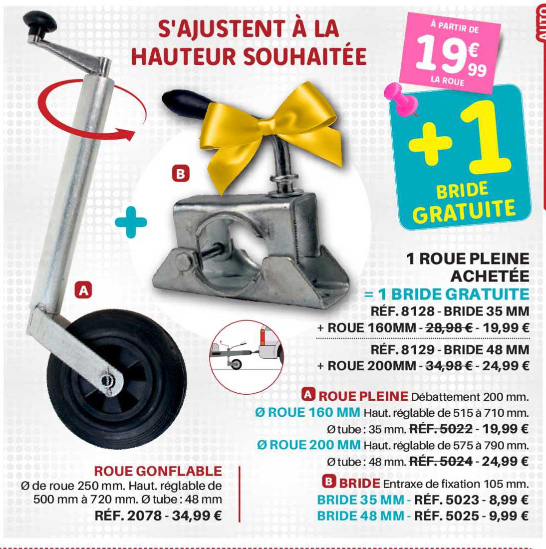 roue gonflable 1 roue pleine achetée = 1 bridge gratuite