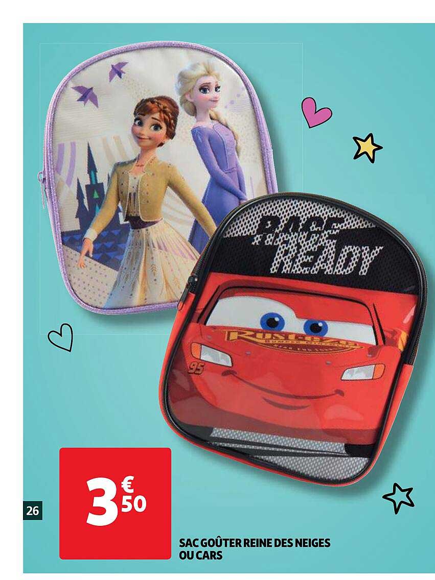 sac goûter reine des neiges ou cars