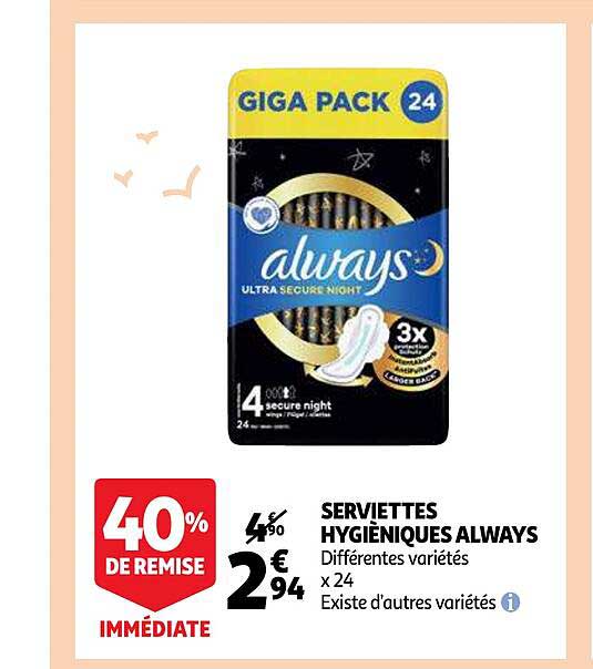 serviettes hygiéniques always