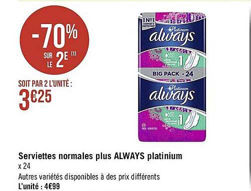 serviettes normales plus always platinium