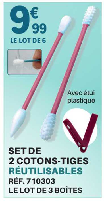 Set De 2 Cotons-tiges Réutilisables