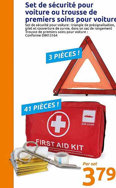 set de sécurité pour voiture ou trousse de premiers soins pour voiture