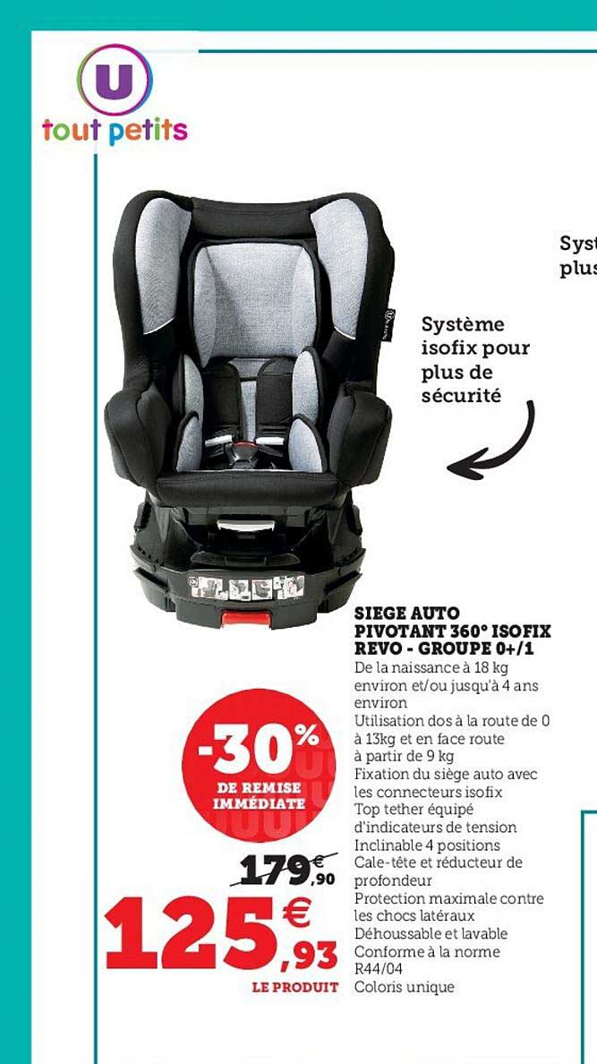 siège auto pivotant 360° isofix revo - groupe 0+-1