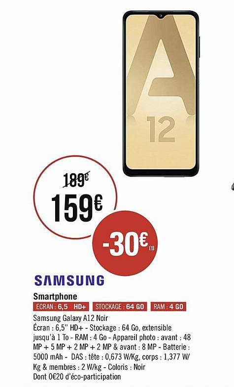 smartphone samsung galaxy a12 noir