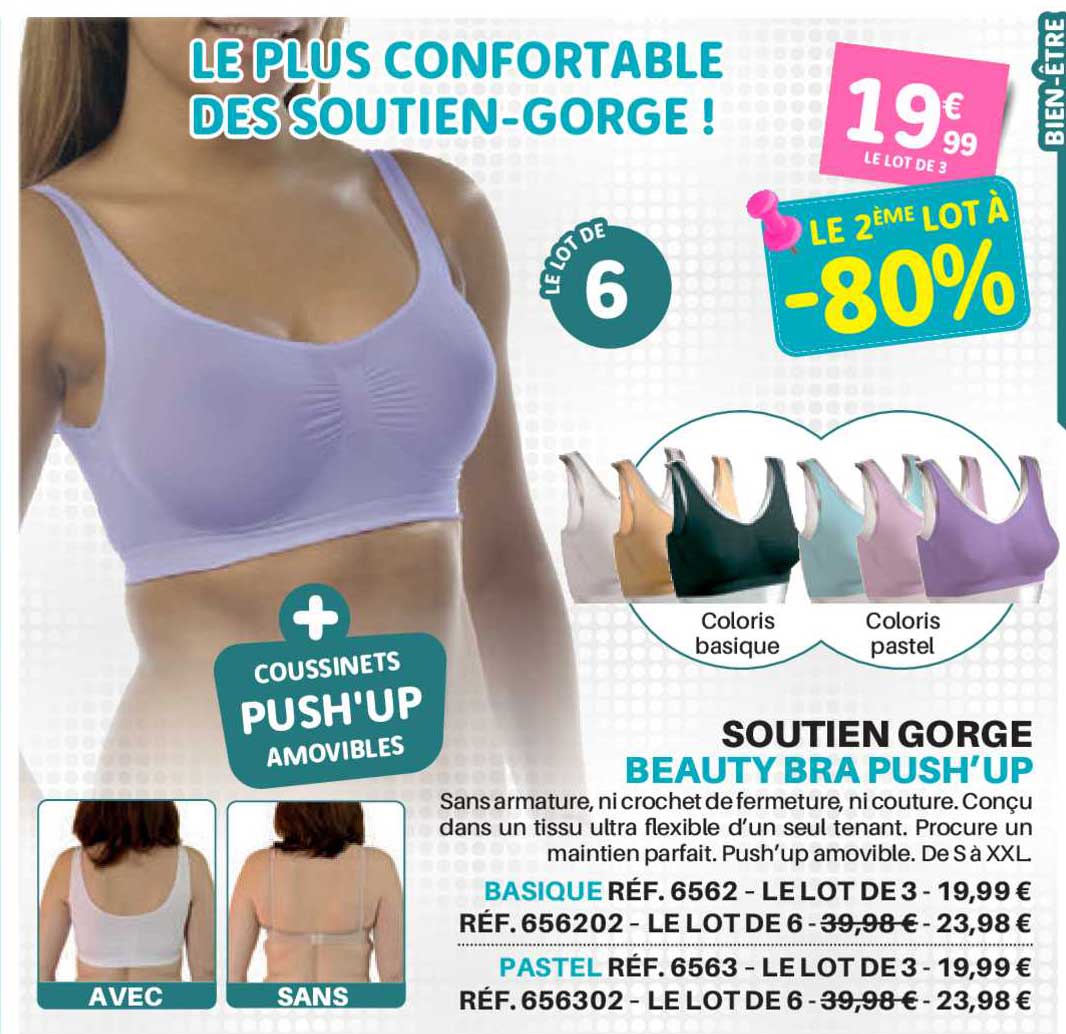 soutien gorge beauty bra push'up le 2ème lot à -80%