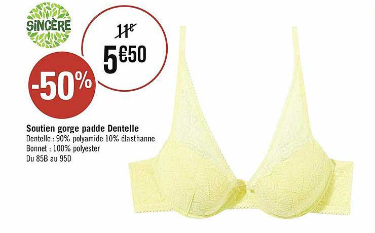 soutien gorge padde dentelle sincère
