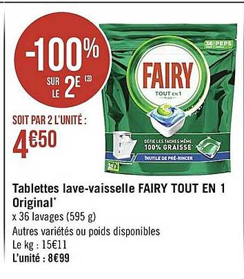 tablettes lave-vaisselle fairy tout en 1 original