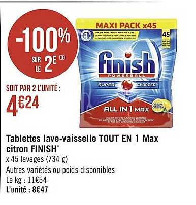 tablettes lave-vaisselle tout en 1 max citron finish
