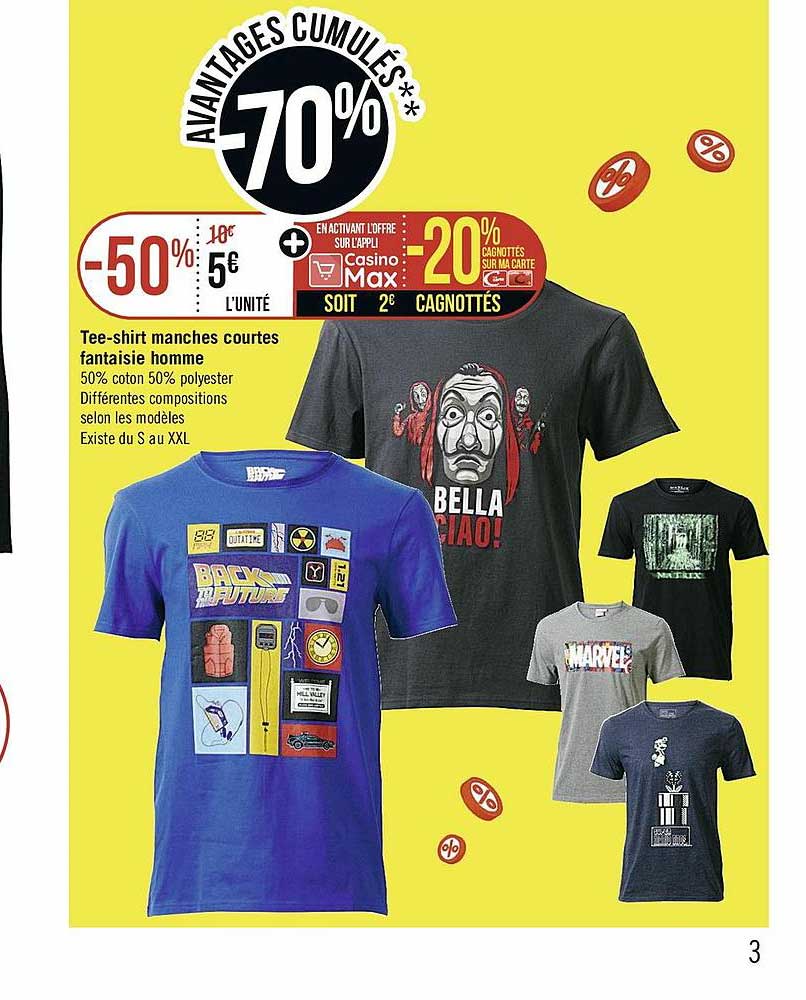 tee-shirt manches courtes fantaisie homme