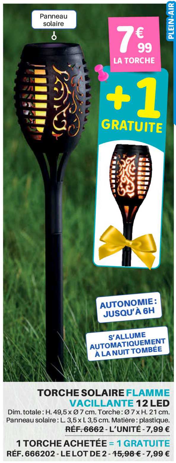 Torche Solaire Flamme Vacillante