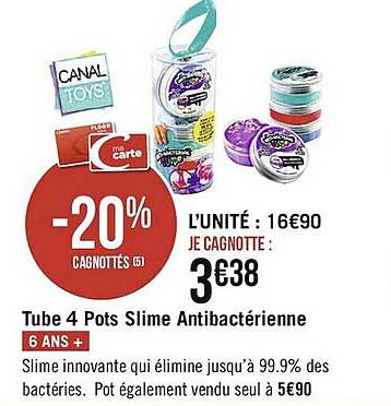 tube 4 pots slime antibactérienne