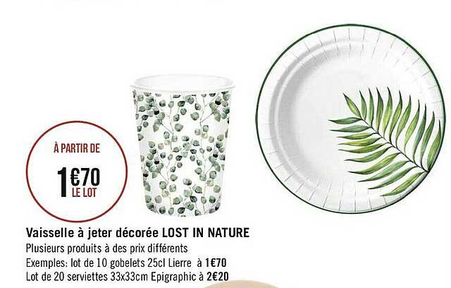 vaisselle à jeter décorée lost in nature