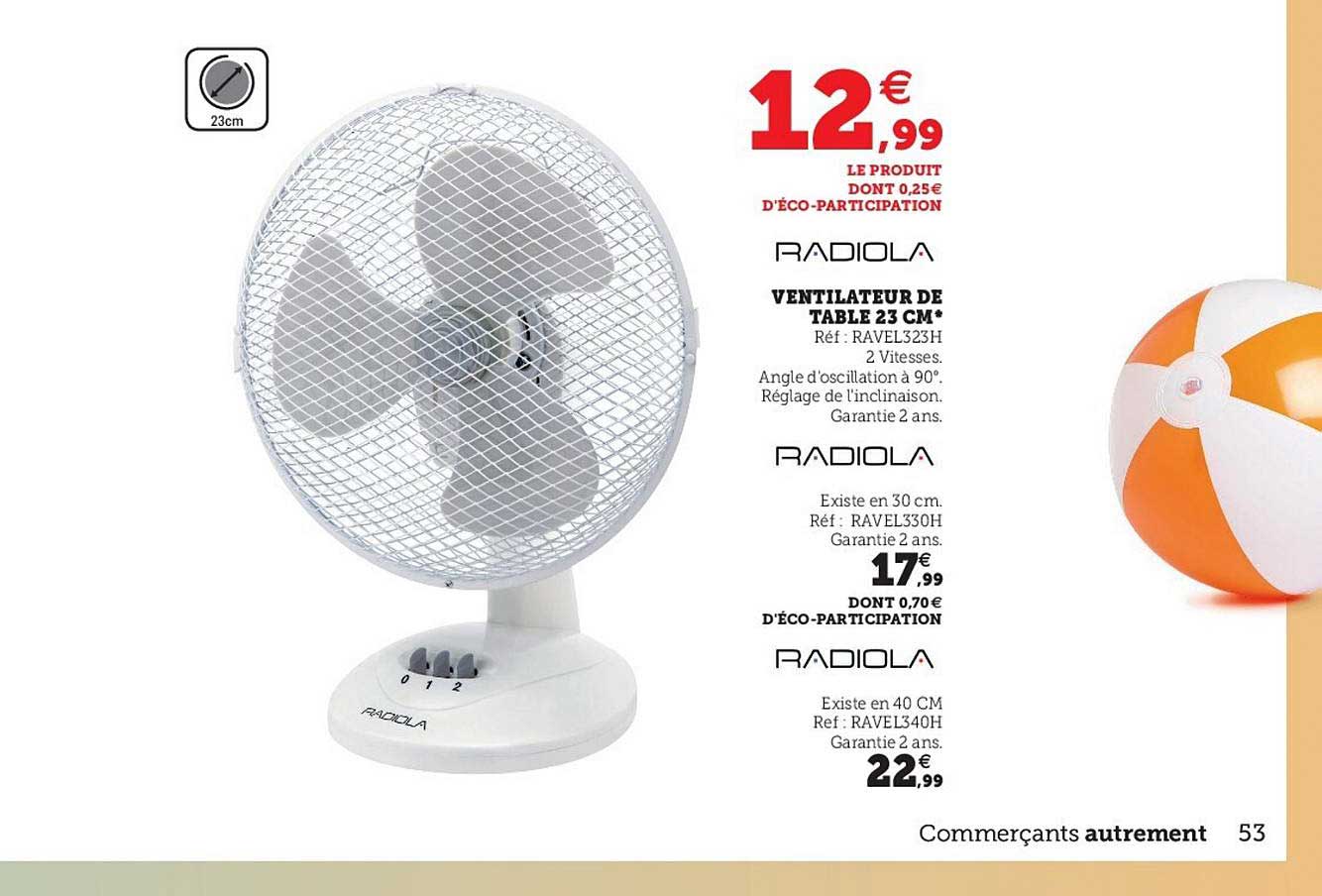 Ventilateur De Table 23 Cm Radiola