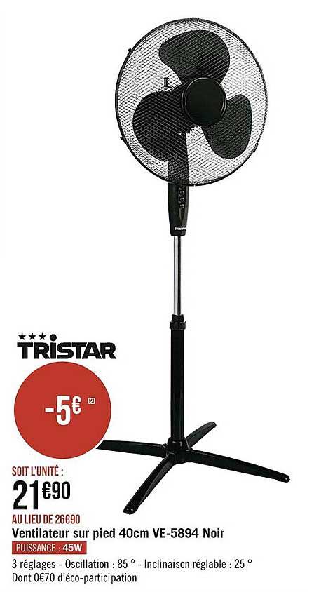 Ventilateur Sur Pied 40 Cm Ve-5894 Noir Tristar