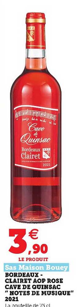 bordeaux-clairet aop rosé cave de quinsac "notes de musique" 2021 sas maison bouey