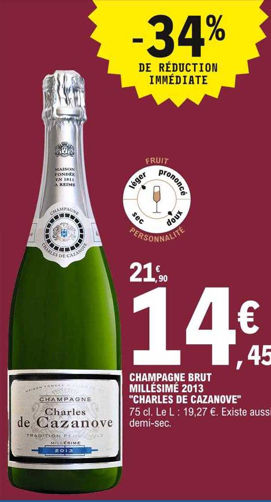 Champagne Brut Millésimé 2013 "charles De Cazanove"