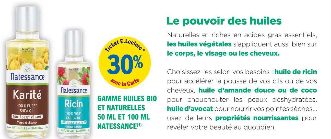 gamme huiles bio et naturelles 50ml et 100ml natessance