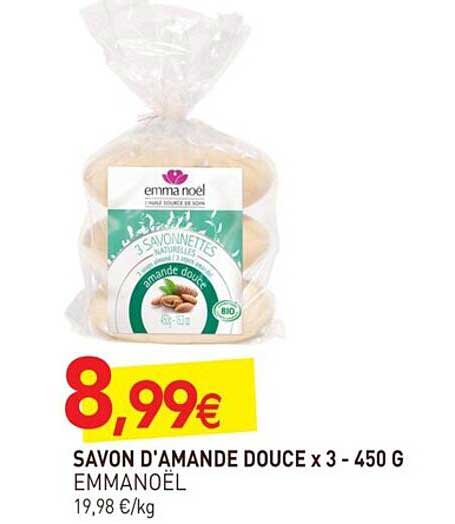 savon d'amande douce x 3 emmeanoël