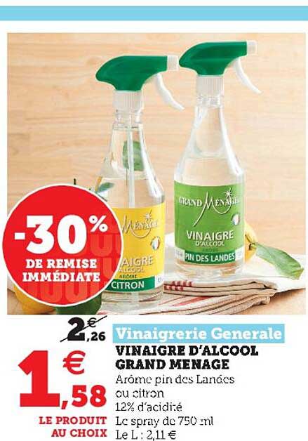 vinaigre d'alcool grand ménage
