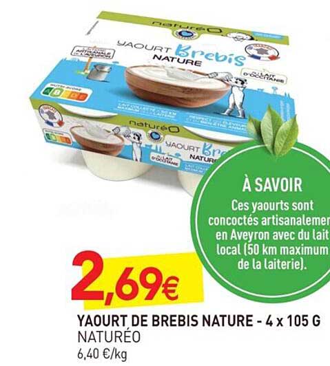 Yaourt De Brebis Nature Naturéo