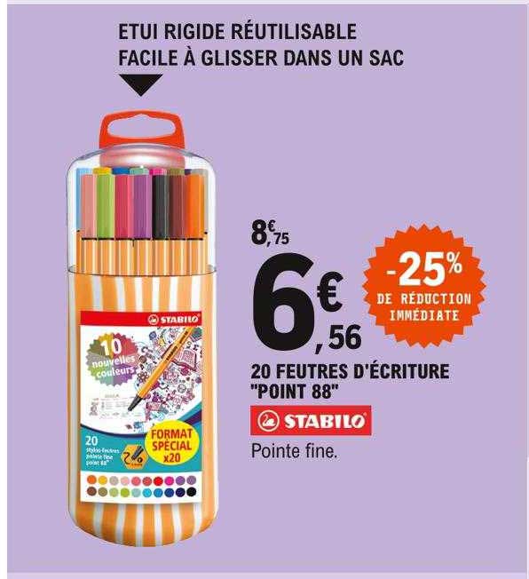 20 feutres d'écriture "point 88" stabilo