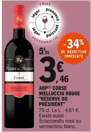 Aop Corse Niellucciu Rouge "réserve Du Président"