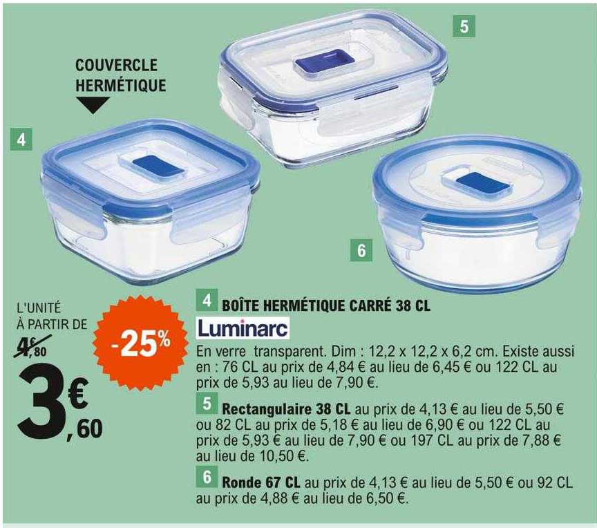 boîte hermétique carré 38cl luminarc