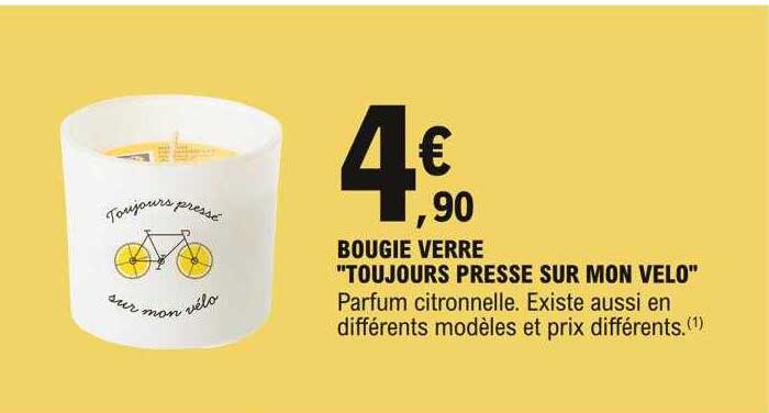 bougie verre "toujours pressé sur mon vélo"