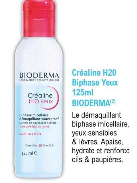 créaline h20 biphase yeux 125ml bioderma