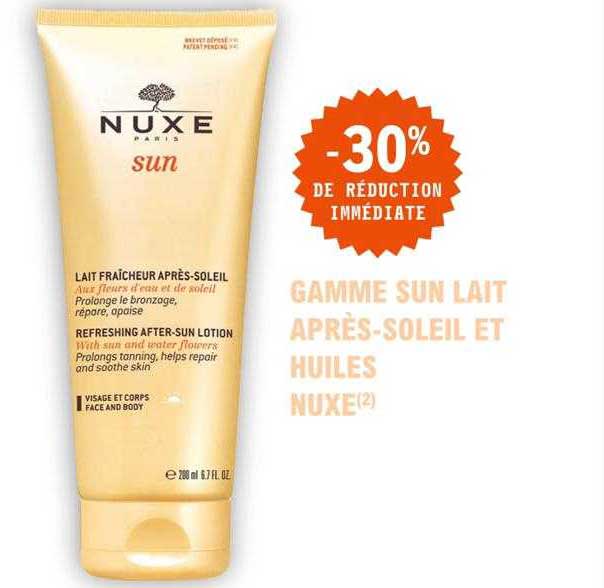 gamme sun lait après-soleil et huiles nuxe