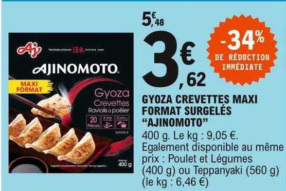 gyoza crevettes maxi format surgelés "ajinomoto"