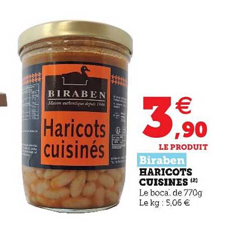 haricots cuisinés biraben