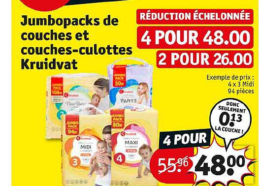 jumbopacks de couches et couches-culottes kruidvat