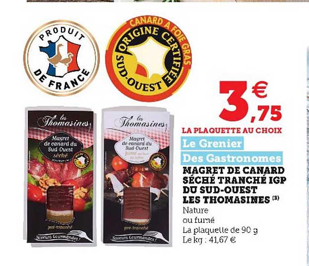 magret de canard séché tranché igp du sud-ouest les thomasines