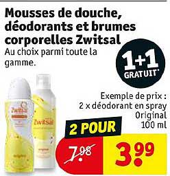 mousses de douche, déodorants et brumes corporelles zwitsal