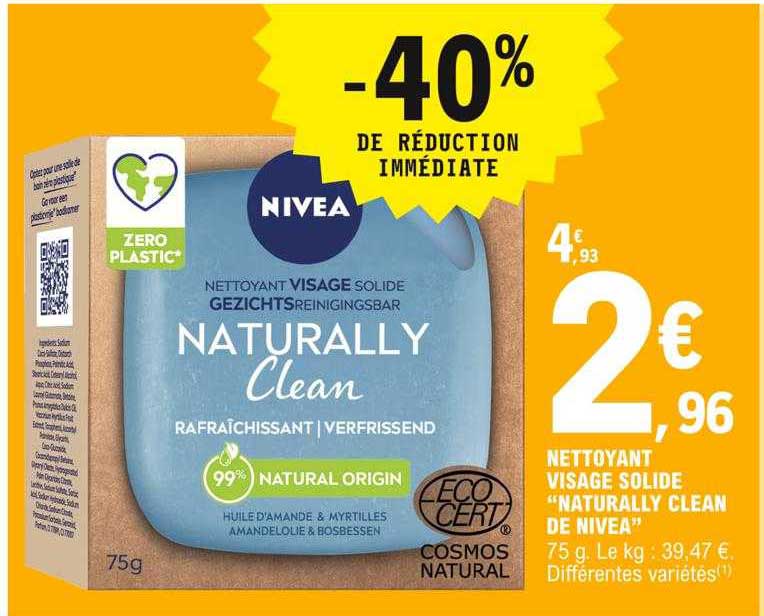 nettoyant visage solide "naturally clean de nivea"