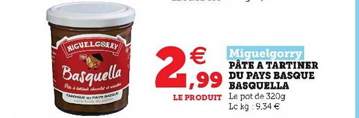 pâte à tartiner du pays basque basquella miguelgorry