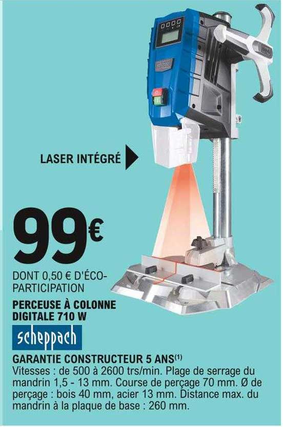 perceuse à colonne digitale 710 w  scheppach