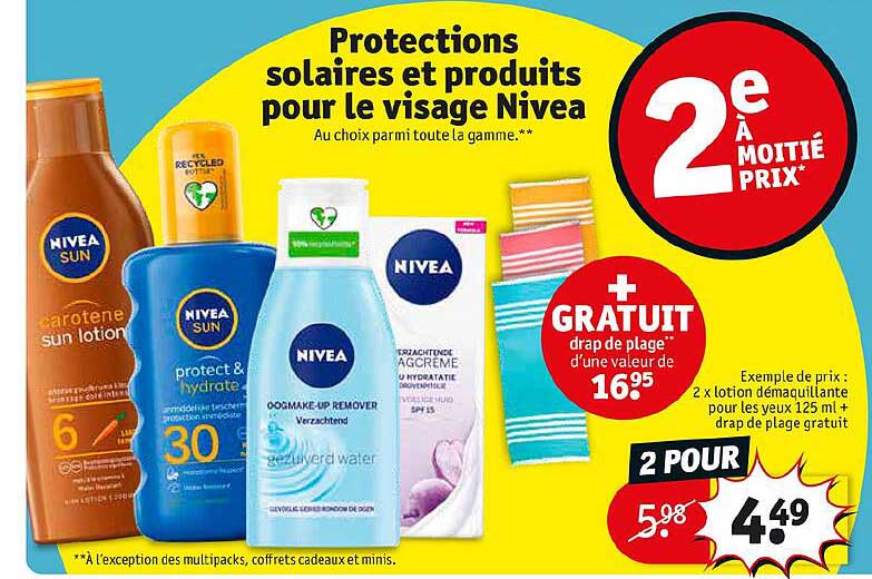 protections solaires et produits pour le visages nivea
