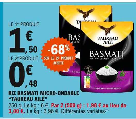 riz basmati micro-ondable "taureau ailé"