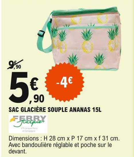 sac glacière souple ananas 15l ferry jacques