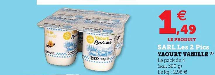 sarl les 2 pics yaourt vanille